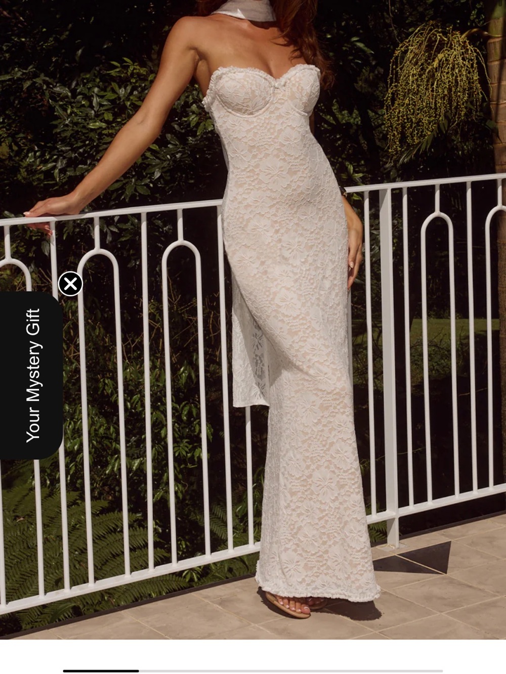 Strapless Lace Column Dress in Ivory